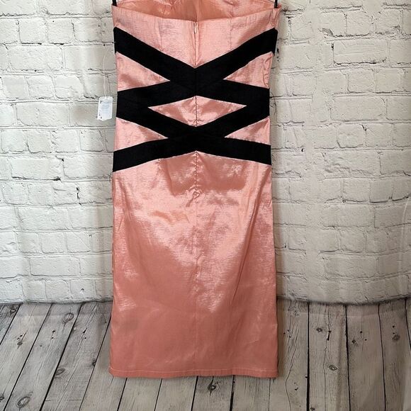 Forever 21 Women’s Pink Black Strapless Prom Wedding Formal Dress size Small P - Picture 2 of 4